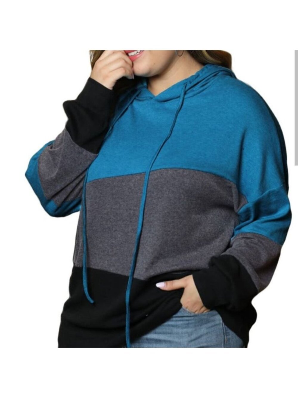 Eytino Color Block Hoodie Women's 4X Oversized Pullover Sweatshirt Plus 4XL